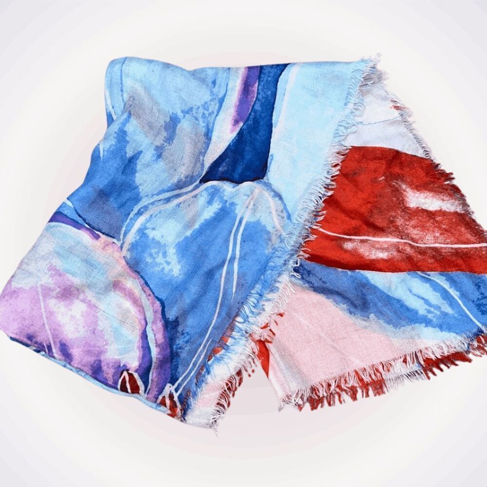 Nordstrom red, pink, and blue lightweight pashmina | Sz S